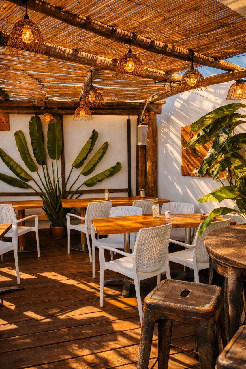 Espace intérieur chaleureux et végétal