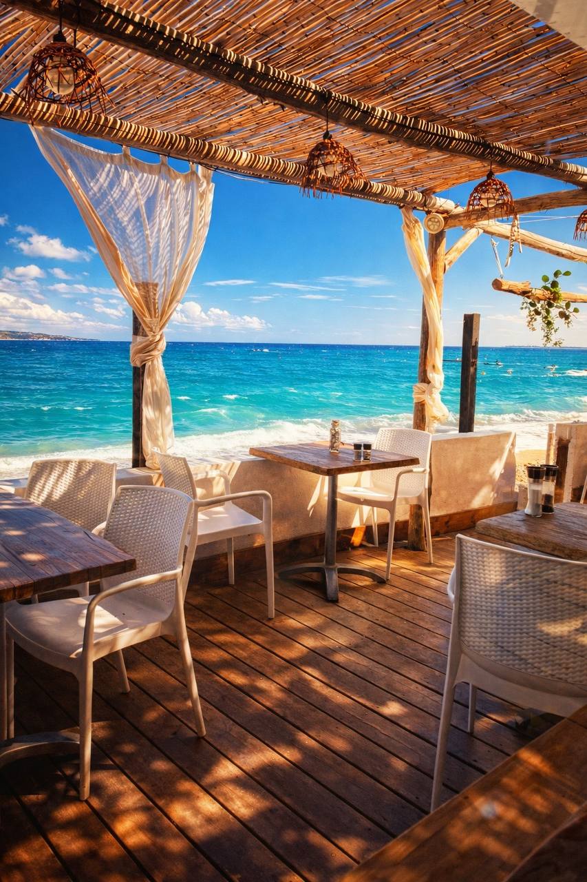 Terrasse élégante tournée vers le large